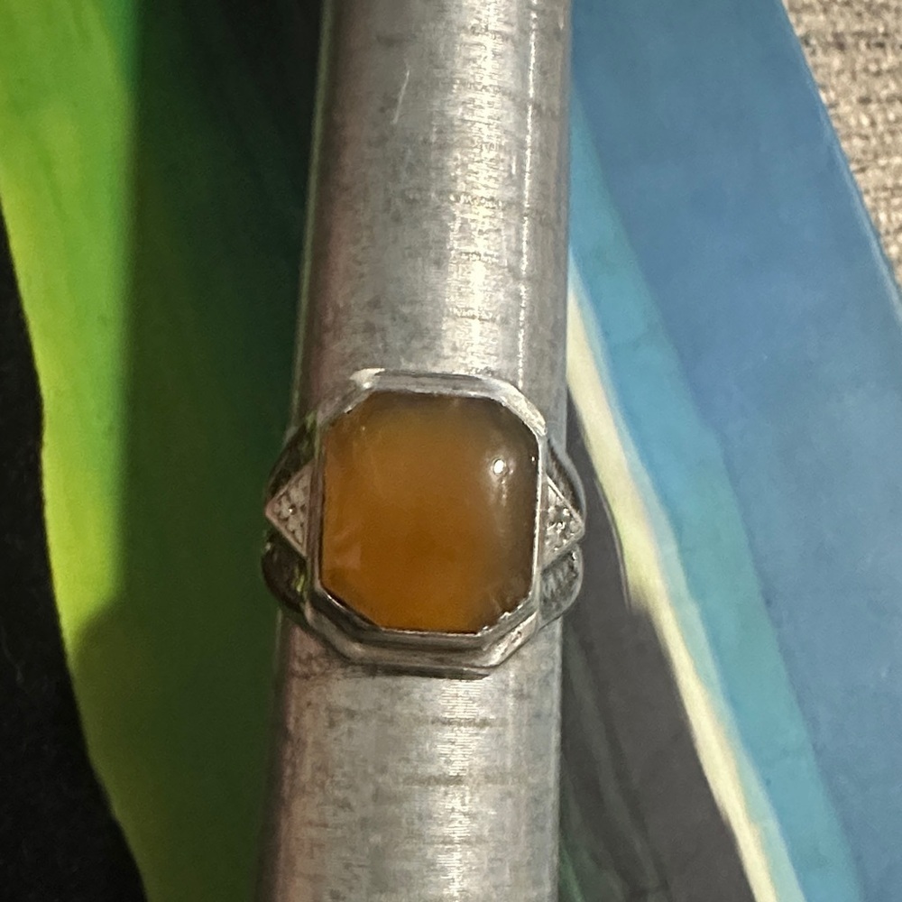 925 VTG Honey Agate Ring